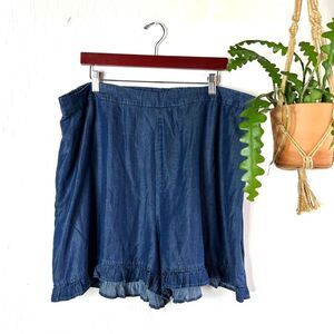 Simply Be Ruffle Blue Jeans Shorts NWT